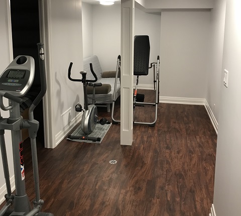 fitness gym in basement